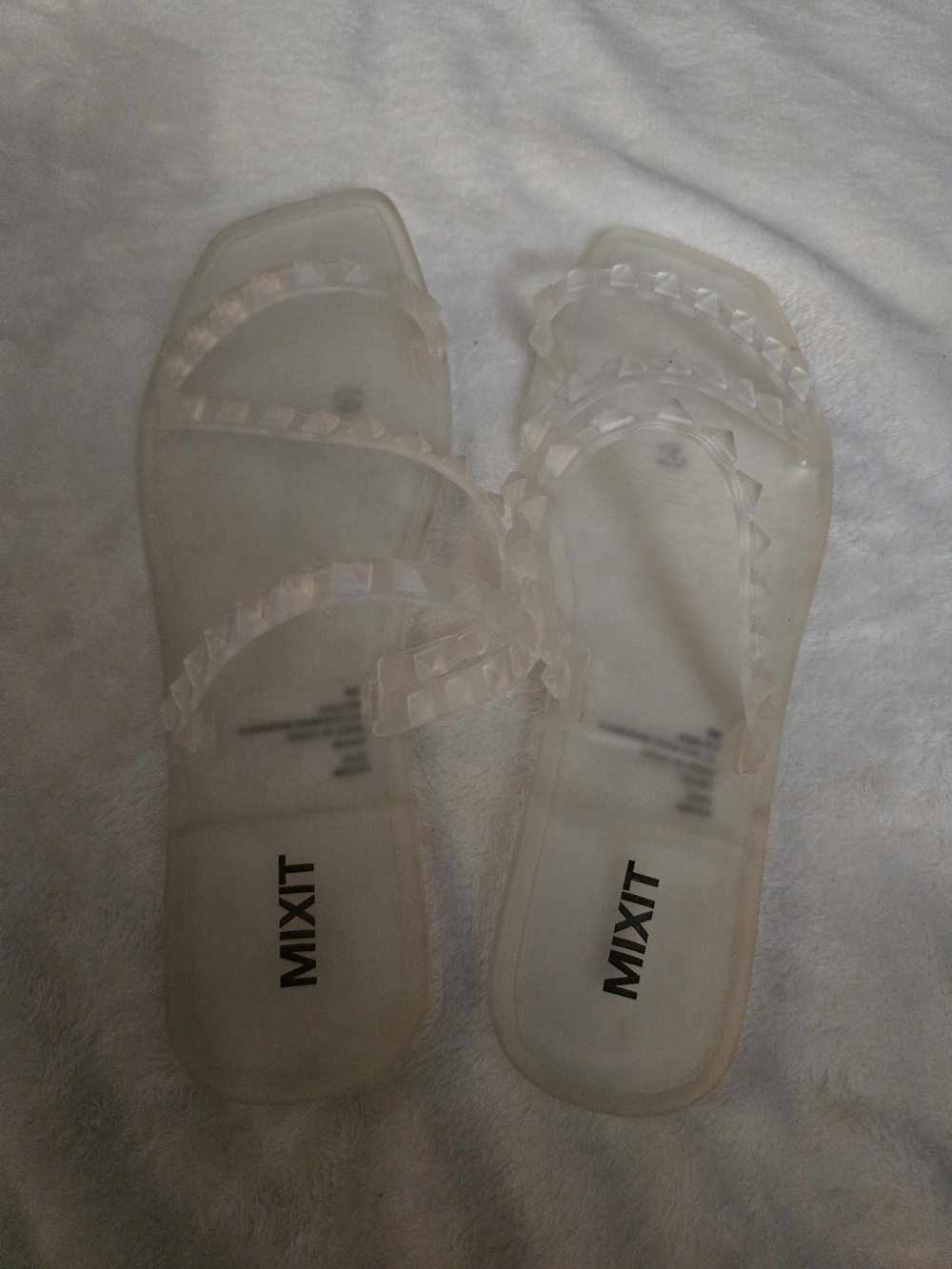 Mixit Clear Iridescent Jelly Slide Sandals